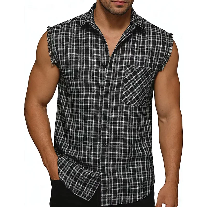 2026 Men's Plaid Sleeveless Shirt Loose Pocket Cardigan Lapel Shirt
2026 Men's Plaid Sleeveless Shirt Loose Pocket Cardigan Lapel Shirt