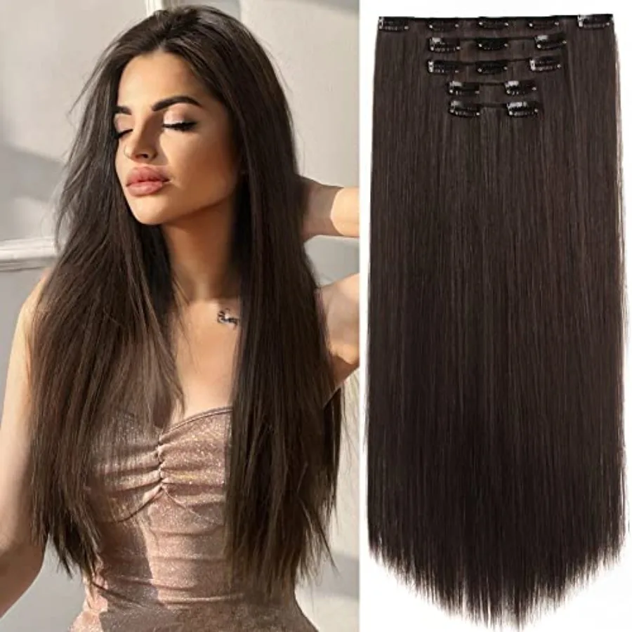 Dark Brown Hair Extensions Clip in Extension Straight 22"Long Synthetic Black Thick Clips on Hairpieces for Women 5PCS Blonde C
Dark Brown Hair Extensions Clip in Extension Straight 22"Long Synthetic Black Thick Clips on Hairpieces for Women 5PCS Blonde C