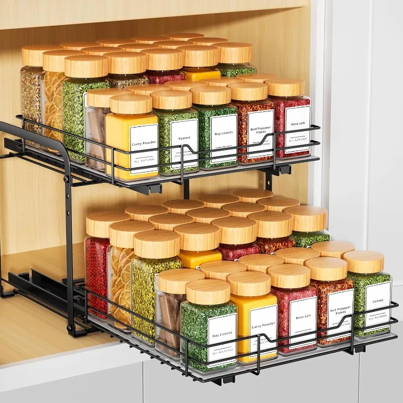 Spice Organization for Cabinet,2 Tier Pull out Spice Rack Organizer for Inside Cabinets & Pantry, Slide out Heavy Duty 
Spice Organization for Cabinet,2 Tier Pull out Spice Rack Organizer for Inside Cabinets & Pantry, Slide out Heavy Duty