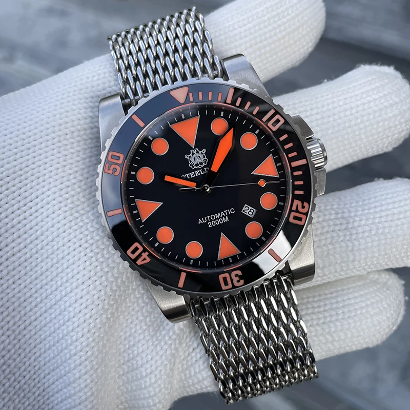 STEELFLY Men Automatic Watch 46.6mm Sport Mechanical Wristwatch Diver 2000M Waterproof C3 Luminous Sapphire NH35 Ceramic Bezel
STEELFLY Men Automatic Watch 46.6mm Sport Mechanical Wristwatch Diver 2000M Waterproof C3 Luminous Sapphire NH35 Ceramic Bezel