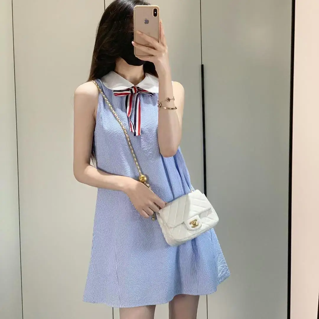 New Summer Ladies Collared Svel Vest Sle Bubble College Feel Doll Collar Striped Dr Thi Cotton Knitted Gown
New Summer Ladies Collared Svel Vest Sle Bubble College Feel Doll Collar Striped Dr Thi Cotton Knitted Gown