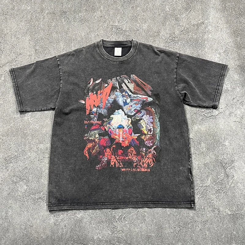 Washed Vintage Summer T-Shirt Short Sleeve Cartoon Print Casual Loose Fit Unisex High Street Style Artiemaster round Neck
Washed Vintage Summer T-Shirt Short Sleeve Cartoon Print Casual Loose Fit Unisex High Street Style Artiemaster round Neck