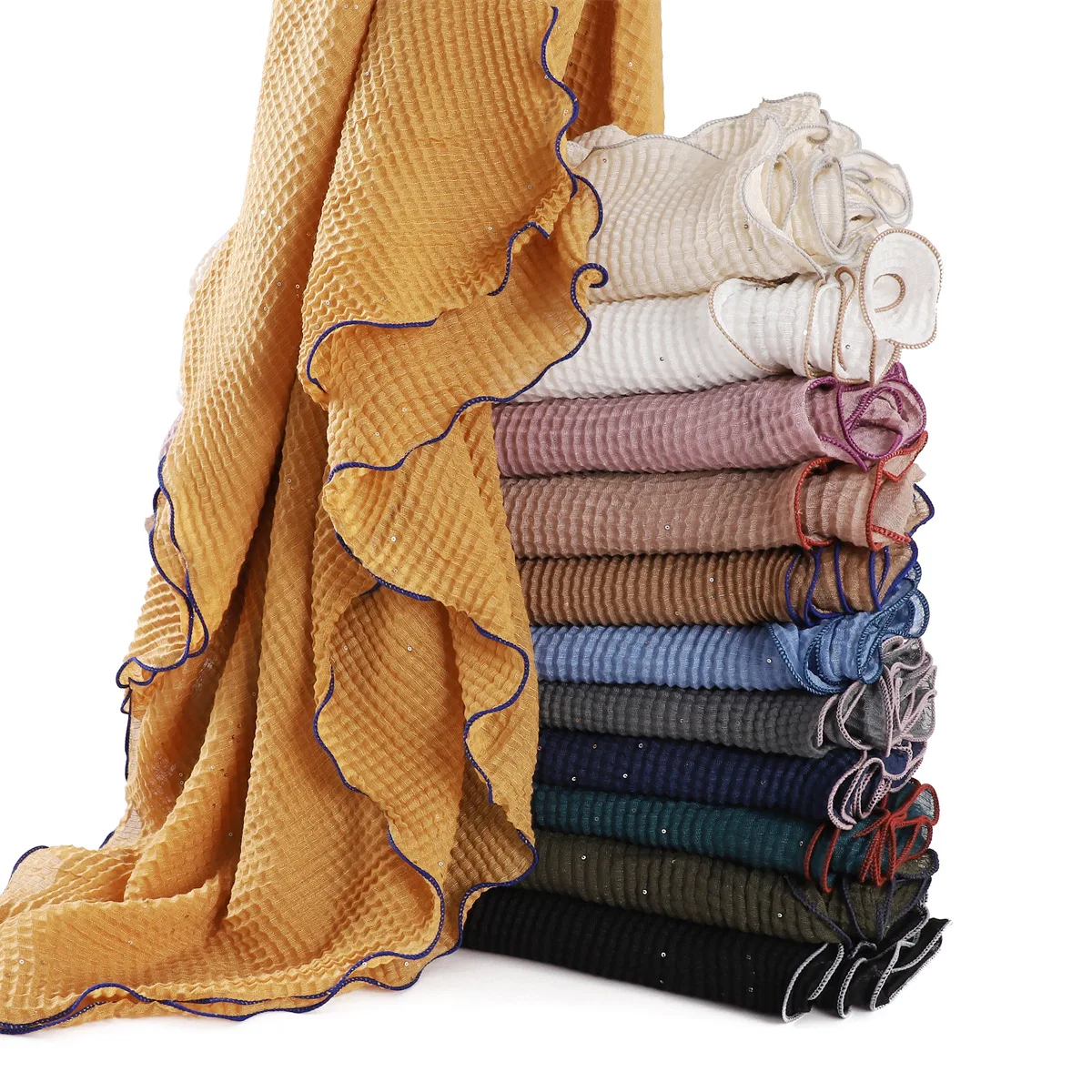 Новый плиссированный хиджаб Мори, мятый клетчатый шарф с блестками, шаль с волнистыми краями, мусульманский платок, платки, исламский тюрбан для женщин
Новый плиссированный хиджаб Мори, мятый клетчатый шарф с блестками, шаль с волнистыми краями, мусульманский платок, платки, исламский тюрбан для женщин