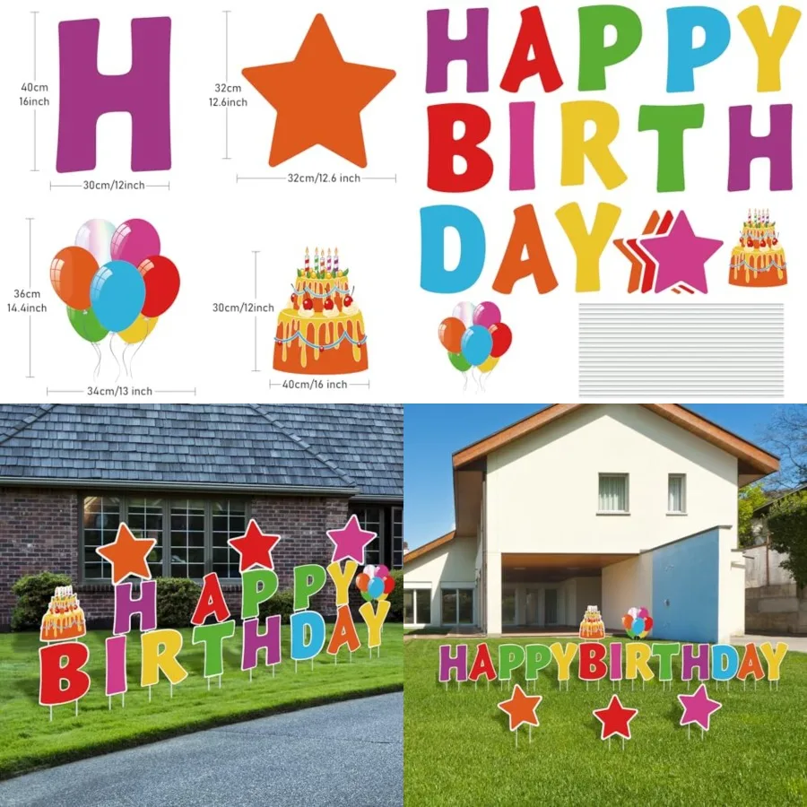 18 Pieces Happy Birthday Yard Signs with Stakes, 16 Inch Birthday Outdoor Lawn Signs, Cake Balloon Patio Decorations, Garden La
18 Pieces Happy Birthday Yard Signs with Stakes, 16 Inch Birthday Outdoor Lawn Signs, Cake Balloon Patio Decorations, Garden La