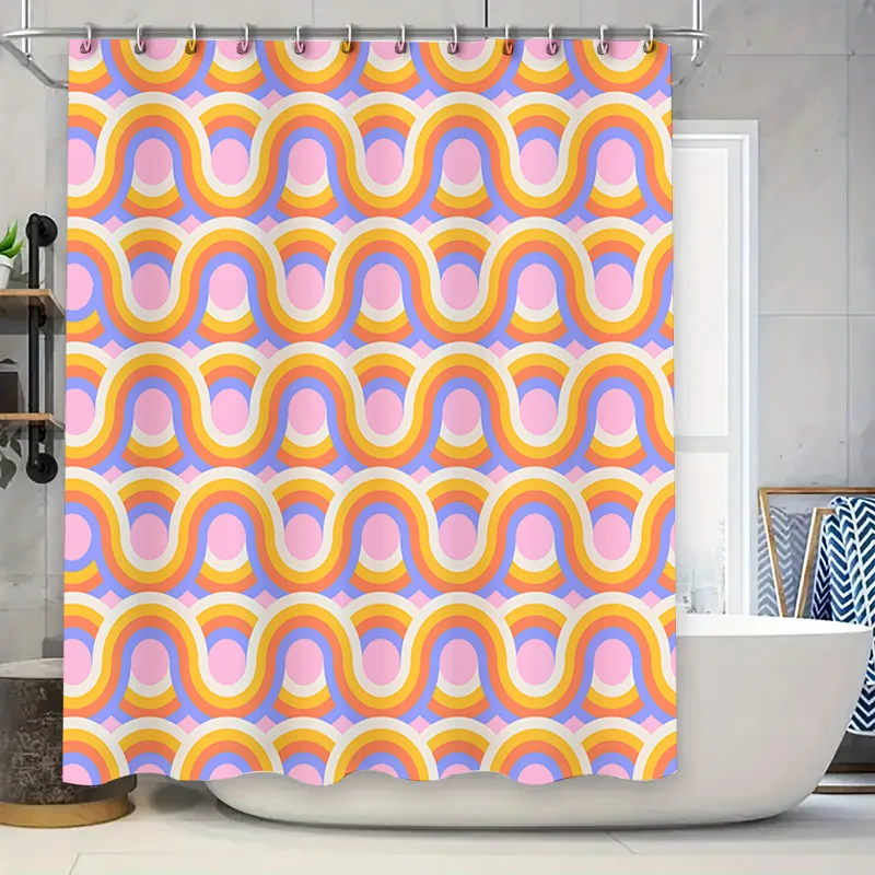 Bright Pop Art Shower Curtain Bathroom Decor Pink Yellow Wavy Pattern Waterproof Fabric Water Repellent Polyester Bath Mat Set (
Bright Pop Art Shower Curtain Bathroom Decor Pink Yellow Wavy Pattern Waterproof Fabric Water Repellent Polyester Bath Mat Set (