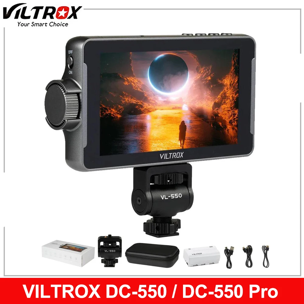 VILTROX DC-550 DC-550 Pro Portable Monitor 5.5" 1920x1080 4K Profissional Monitors HDMI Touch Screen Field 3D LUT Monitor
VILTROX DC-550 DC-550 Pro Portable Monitor 5.5" 1920x1080 4K Profissional Monitors HDMI Touch Screen Field 3D LUT Monitor