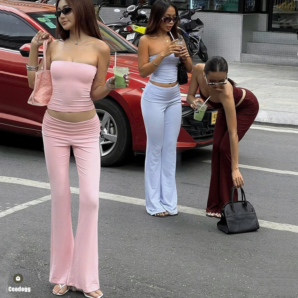 Pad 2Pcs Women Tube Yoga Set Outfit Bra Woman Fold Waist Flare Wide Legging Running Sports Fitness Pant Activewear Suits XP34
Pad 2Pcs Women Tube Yoga Set Outfit Bra Woman Fold Waist Flare Wide Legging Running Sports Fitness Pant Activewear Suits XP34