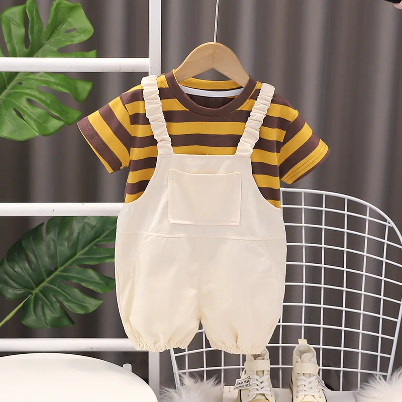 Kids Summer Sets 2024 Baby Boy Clothes 9 To 12 Months Striped Short Sleeve T-shirts and Overalls Boys Outfit Children's Clothing
Kids Summer Sets 2024 Baby Boy Clothes 9 To 12 Months Striped Short Sleeve T-shirts and Overalls Boys Outfit Children's Clothing