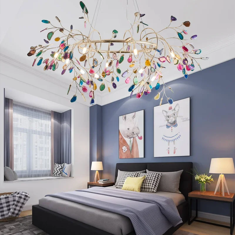 Modern Colorful Agate LED Chandeliers Romantic Leaves Shape Pendant Lamp Art Room Hall Living Room Decoration LED Lights
Modern Colorful Agate LED Chandeliers Romantic Leaves Shape Pendant Lamp Art Room Hall Living Room Decoration LED Lights