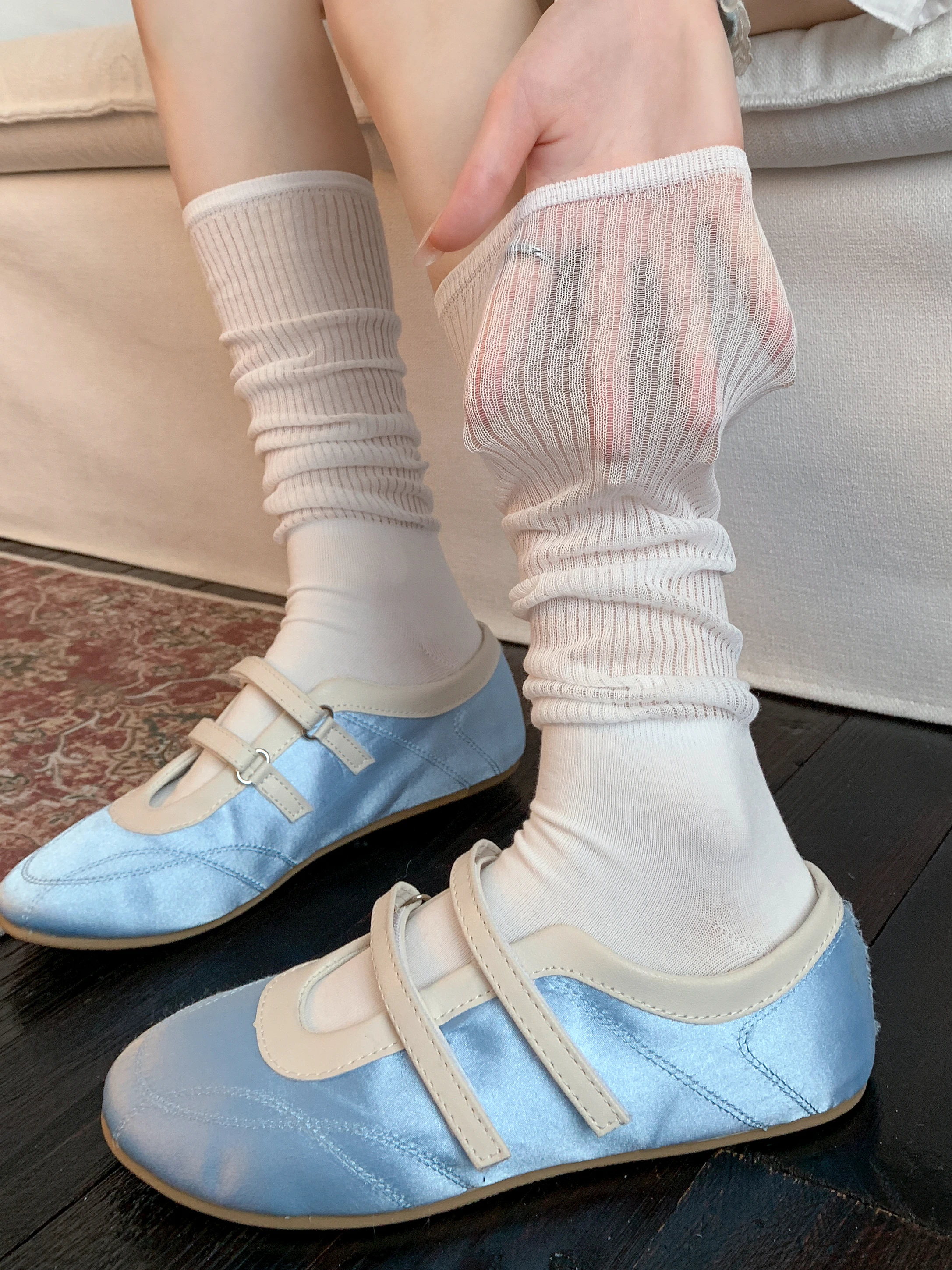 Ballet Style Women's Mid-Calf Socks Thin Summer Cotton Grey Vertical Stripe Long Tube Socks Leg Shaping Slimming Stockings
Ballet Style Women's Mid-Calf Socks Thin Summer Cotton Grey Vertical Stripe Long Tube Socks Leg Shaping Slimming Stockings