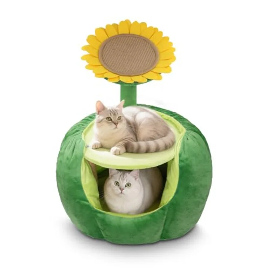 Cat Houses for Indoor Cats, Small Cat Tree with Sisal Mat and Plush Perch, Cute Cat Bed Cave with Soft Pillow, Sunflower Design
Cat Houses for Indoor Cats, Small Cat Tree with Sisal Mat and Plush Perch, Cute Cat Bed Cave with Soft Pillow, Sunflower Design