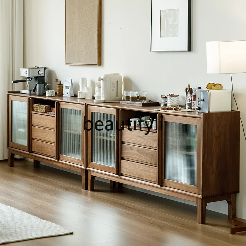 North American black walnut dining side cabinet, living room wall locker, all solid wood storage cabinet
North American black walnut dining side cabinet, living room wall locker, all solid wood storage cabinet
