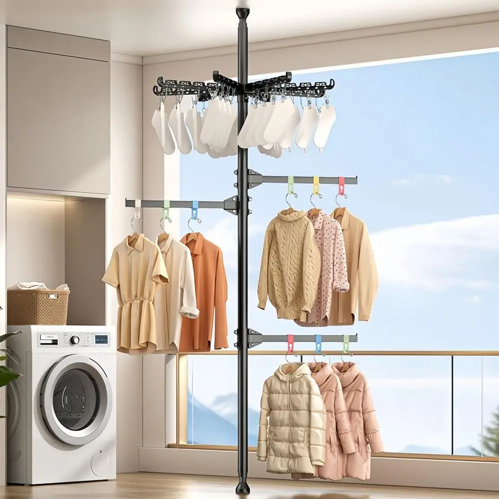 Сушилка для одежды с регулируемой высотой — компактная вешалка для подвешивания в помещении и на открытом воздухе, 157,87-171,26 дюйма
Сушилка для одежды с регулируемой высотой — компактная вешалка для подвешивания в помещении и на открытом воздухе, 157,87-171,26 дюйма