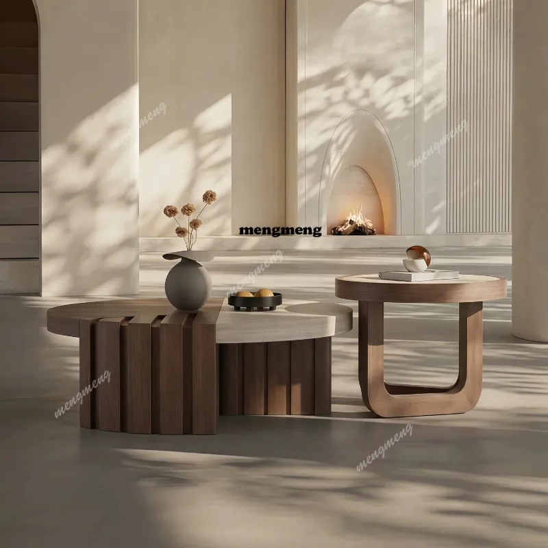 Medieval style coffee table size round edge table living room household walnut color face travertine coffee table modern simple
Medieval style coffee table size round edge table living room household walnut color face travertine coffee table modern simple