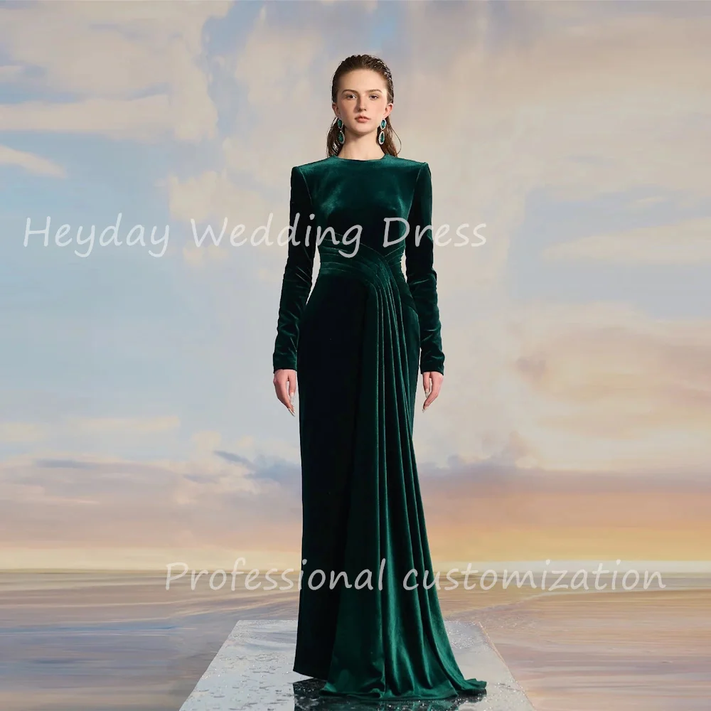 Heyday Pretty Dress Customized Ruched O-Neck Velour Sexy Long Sleeves Formal Evening Dress Ankle Length Party Dress For Women
Heyday Pretty Dress Customized Ruched O-Neck Velour Sexy Long Sleeves Formal Evening Dress Ankle Length Party Dress For Women