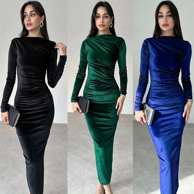 2024 Autumn/Winter New Fashionable Solid Color Slimming Fold Round Neck Long Sleeve Dress Birthday Party Temperament Dress
2024 Autumn/Winter New Fashionable Solid Color Slimming Fold Round Neck Long Sleeve Dress Birthday Party Temperament Dress
