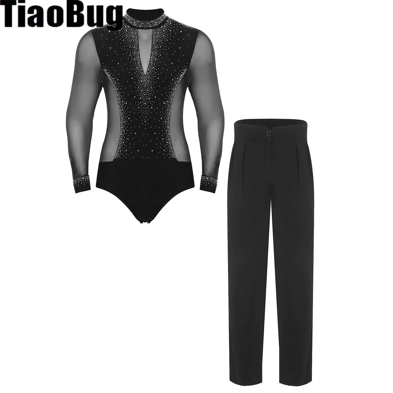 Men Latin Dance Outfits Long Sleeve Shiny Rhinestones Mesh Leotard Bodysuit And High Waist Pants Figure Skating Chacha Dancewear
Men Latin Dance Outfits Long Sleeve Shiny Rhinestones Mesh Leotard Bodysuit And High Waist Pants Figure Skating Chacha Dancewear