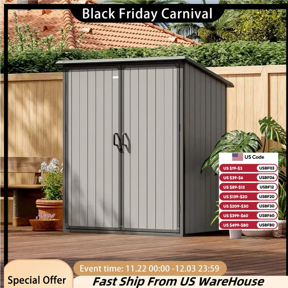 5 X 3 FT Outdoor Storage Shed, Resin Waterproof Cabinet for Patio Furniture, Pool Accessories and Tools, Beige
5 X 3 FT Outdoor Storage Shed, Resin Waterproof Cabinet for Patio Furniture, Pool Accessories and Tools, Beige