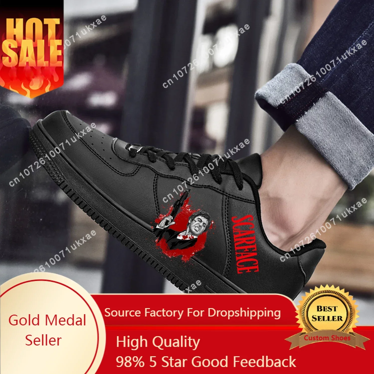 Scarface AF Basketball Mens Womens Sports Running High Quality Al Pacino Flats Force Sneakers Lace Up Mesh Customized Made Shoe
Scarface AF Basketball Mens Womens Sports Running High Quality Al Pacino Flats Force Sneakers Lace Up Mesh Customized Made Shoe