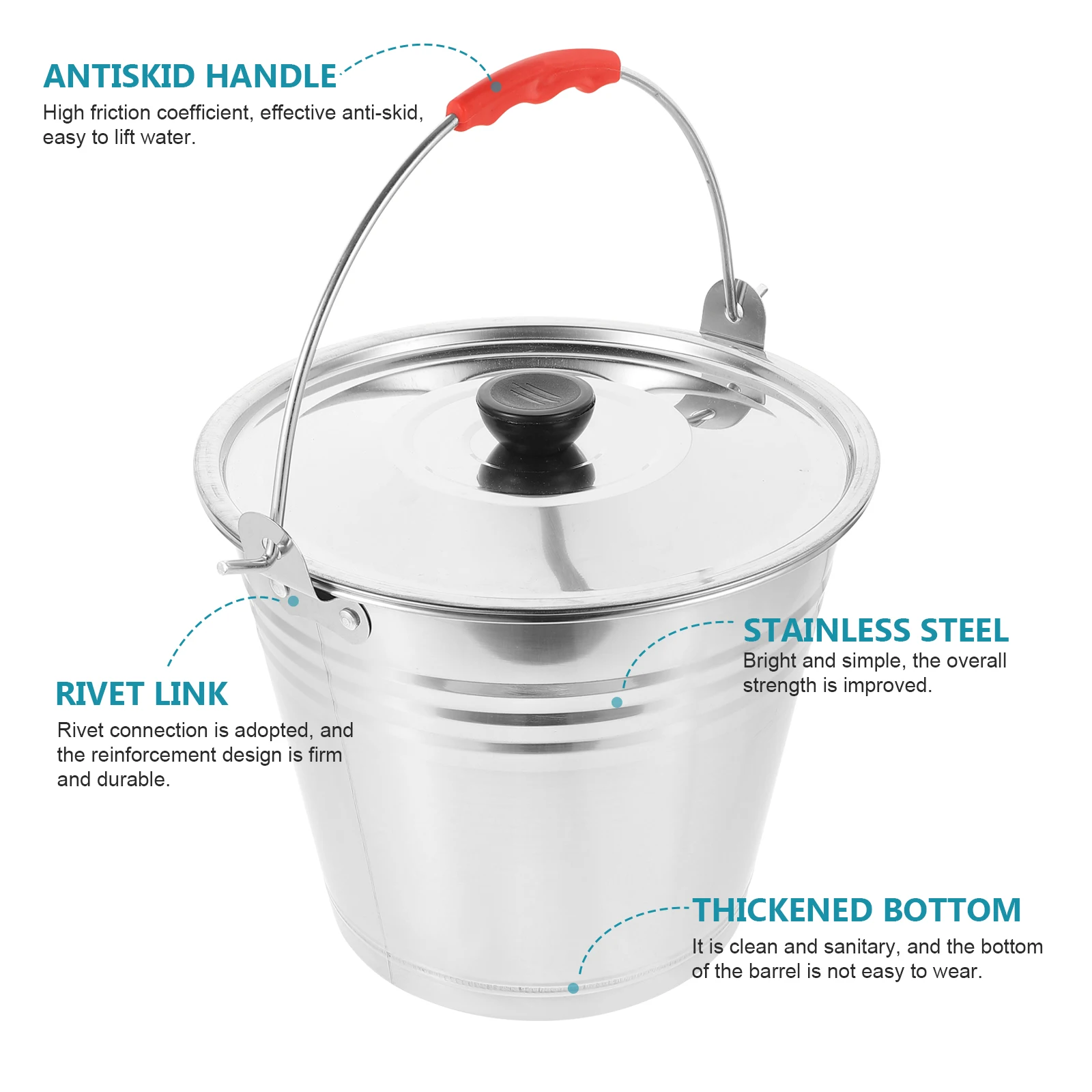 1pc Stainless Steel Water Bucket Heavy Duty Thickened Storage Pail For Home Hotel Pasture Use Large Capacity Liquid Holder Ranch
1pc Stainless Steel Water Bucket Heavy Duty Thickened Storage Pail For Home Hotel Pasture Use Large Capacity Liquid Holder Ranch