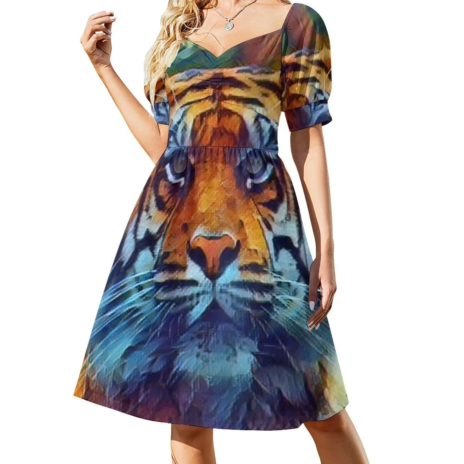 Tiger Face In Slumber Short-Sleeved Dress dress for women summer party dresses women elegant party dresses for women 2025
Tiger Face In Slumber Short-Sleeved Dress dress for women summer party dresses women elegant party dresses for women 2025