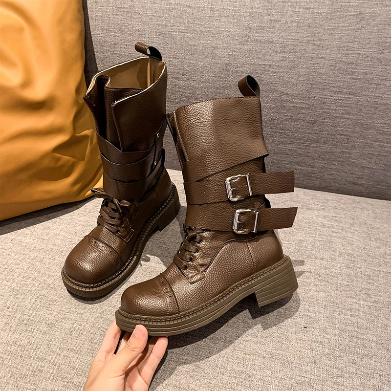 Retro British Style Mid-leg Boots Women's Spring and Summer New Block Heel Belt Buckle Versatile Single Boots
Retro British Style Mid-leg Boots Women's Spring and Summer New Block Heel Belt Buckle Versatile Single Boots