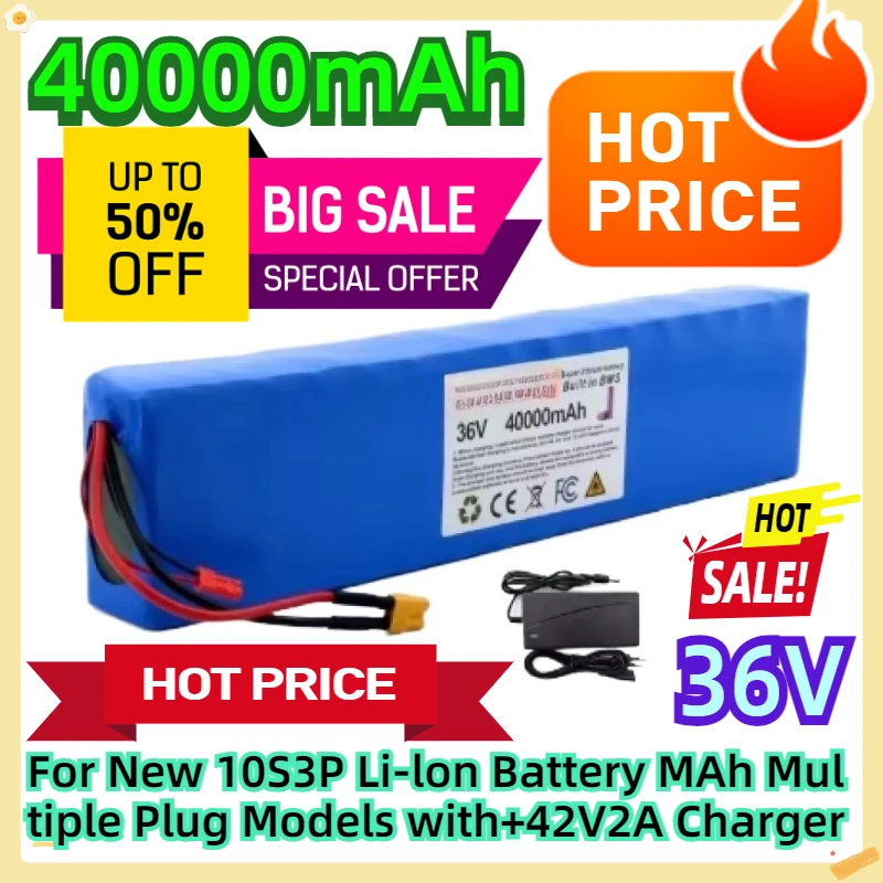 For New 10S3P Li-lon Battery 36V 40000 MAh Multiple Plug Models with+42V2A Charger
For New 10S3P Li-lon Battery 36V 40000 MAh Multiple Plug Models with+42V2A Charger