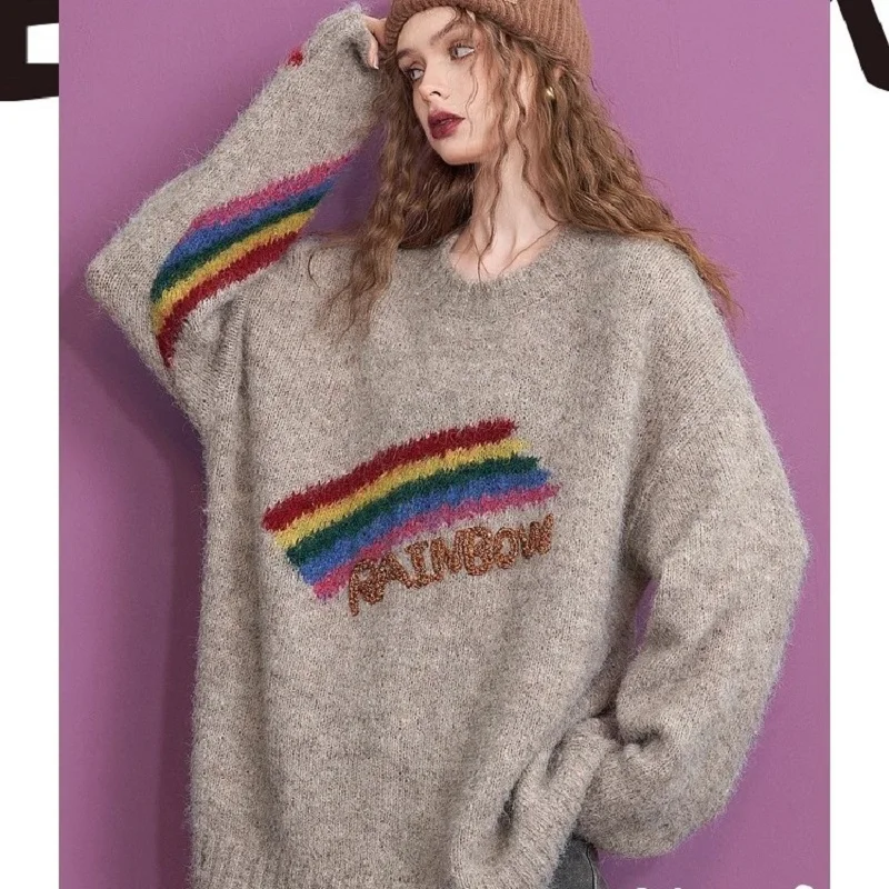 Rainbow Oats Grey Trend Свободный пуловер с круглым вырезом Женский свитер 2024 Y2k Осень Зима Новый дизайн с вышивкой букв Чувство топов
Rainbow Oats Grey Trend Свободный пуловер с круглым вырезом Женский свитер 2024 Y2k Осень Зима Новый дизайн с вышивкой букв Чувство топов
