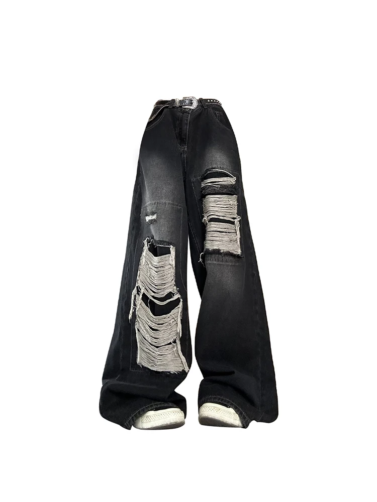 Women's Gothic Black Jeans High Waist Vintage Korean Fashion Y2k Streetwear Ripped Pants Harajuku Casual Wide Leg Denim Trousers
Women's Gothic Black Jeans High Waist Vintage Korean Fashion Y2k Streetwear Ripped Pants Harajuku Casual Wide Leg Denim Trousers