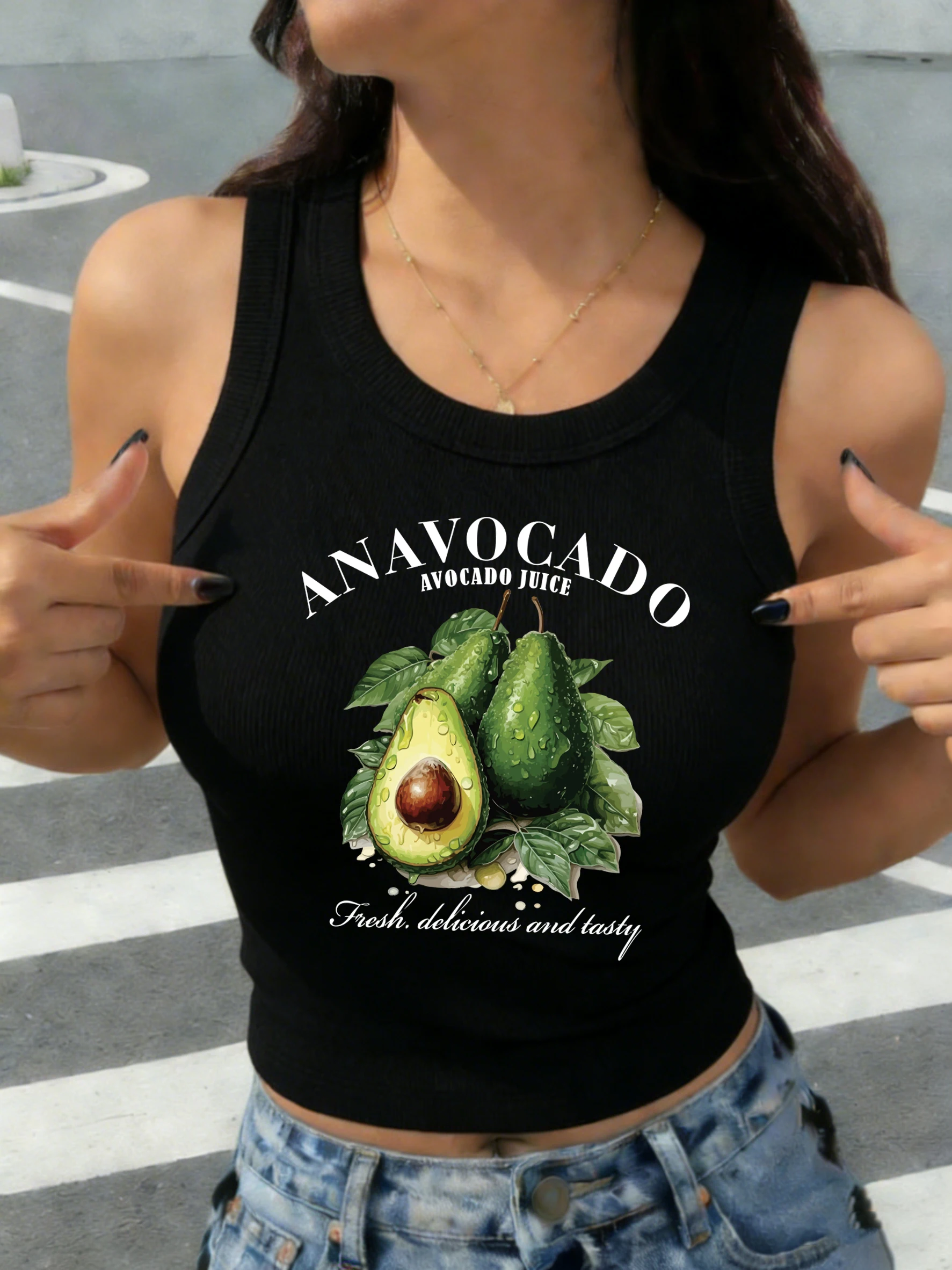 Женская летняя майка-топ без рукавов в корейском стиле Y2K с принтом «Сок авокадо», повседневная хлопковая майка-безрукавка
Женская летняя майка-топ без рукавов в корейском стиле Y2K с принтом «Сок авокадо», повседневная хлопковая майка-безрукавка