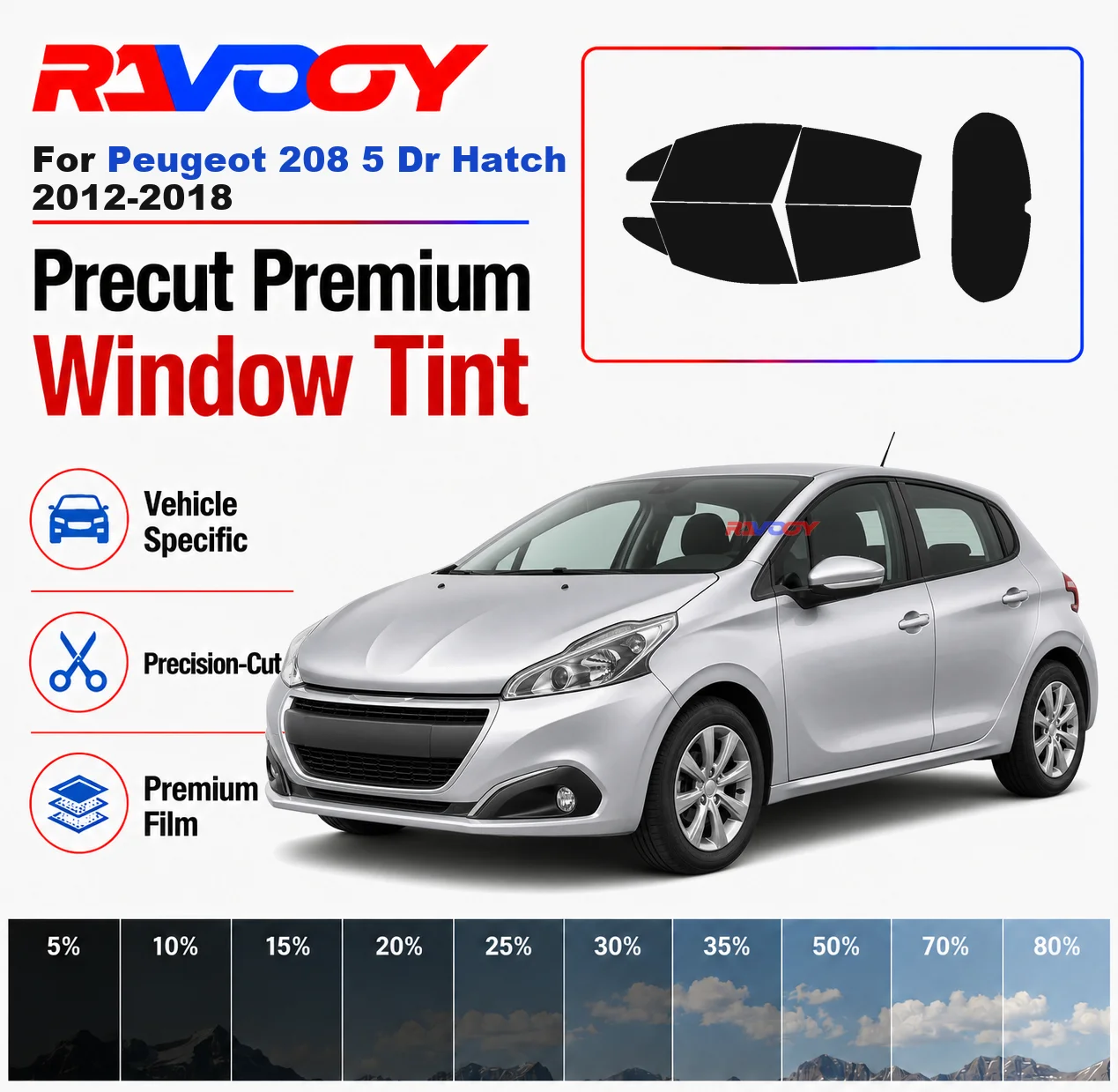 Premium Precut Window Tint Kit Front Windows Rear Windows Rear Windshield For Peugeot 208 5 Dr Hatch 2012-2018 Nano Ceramic Film
Premium Precut Window Tint Kit Front Windows Rear Windows Rear Windshield For Peugeot 208 5 Dr Hatch 2012-2018 Nano Ceramic Film