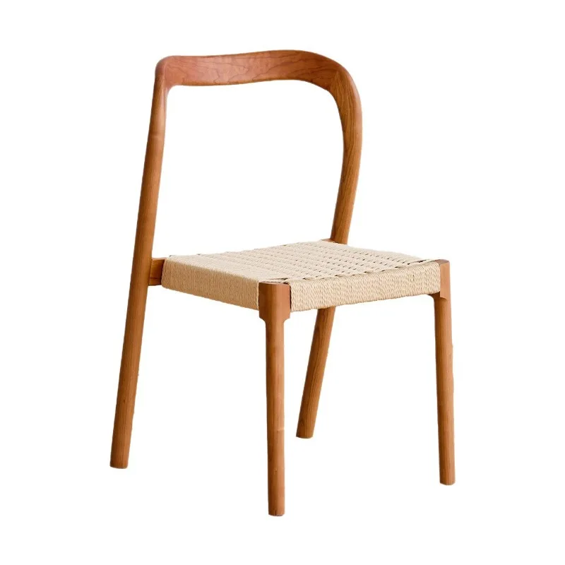 Solid wood home back chair, restaurant antique style without armrest braided rope log desk and chair
Solid wood home back chair, restaurant antique style without armrest braided rope log desk and chair