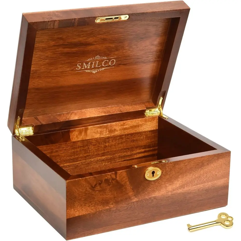 Acacia Wood Recipe Box with Hinged Lid - Handcrafted Decorative Storage for Keepsakes and Memorabilia
Acacia Wood Recipe Box with Hinged Lid - Handcrafted Decorative Storage for Keepsakes and Memorabilia
