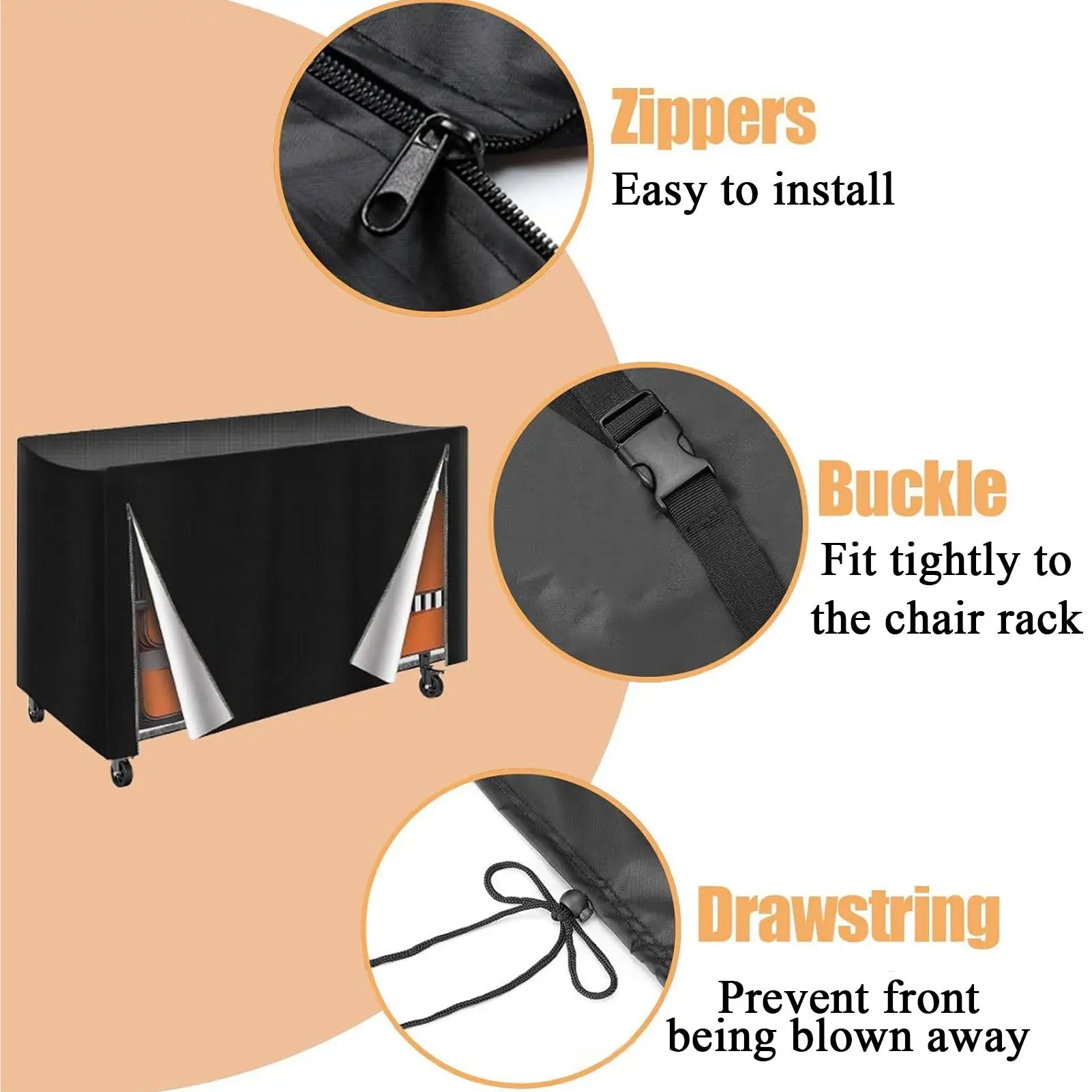 Waterproof Folding Chair Rack Cover 73x35x42 Inch Dust Protector with 420D Fabric Windproof for Outdoor & Indoor Use in Camping
Waterproof Folding Chair Rack Cover 73x35x42 Inch Dust Protector with 420D Fabric Windproof for Outdoor & Indoor Use in Camping