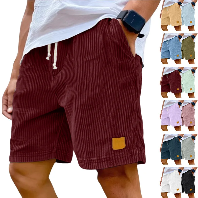 Men's Corduroy Shorts Vintage Embroidery Leather Label Casual Summer Fashion Tied Waist Shorts for Men
Men's Corduroy Shorts Vintage Embroidery Leather Label Casual Summer Fashion Tied Waist Shorts for Men