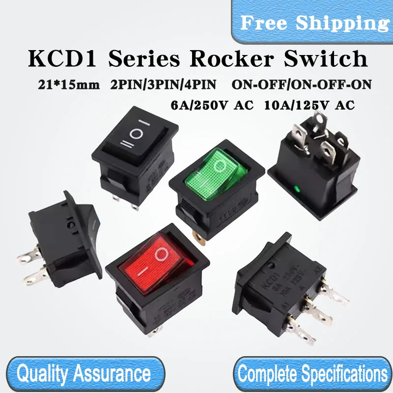 100/500 PCS KCD1 Series Rocker Switch 10A/125V AC&6A/250V AC Snap-In ON-OFF/ON-OFF-ON Boat Car Rocker Power Switch 21*15mm
100/500 PCS KCD1 Series Rocker Switch 10A/125V AC&6A/250V AC Snap-In ON-OFF/ON-OFF-ON Boat Car Rocker Power Switch 21*15mm