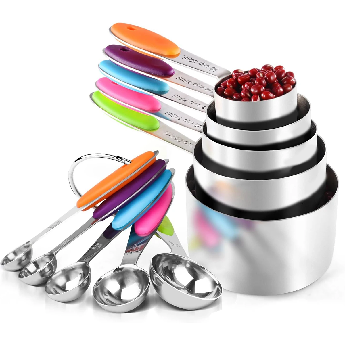 measuring cups and magnetic measuring spoons set, stainless steel measuring cups
measuring cups and magnetic measuring spoons set, stainless steel measuring cups