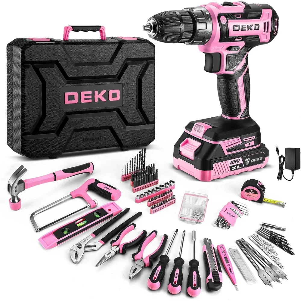 Pink Cordless Drill Kit: 20V Electric Tool Set with Battery and Storage Box
Pink Cordless Drill Kit: 20V Electric Tool Set with Battery and Storage Box