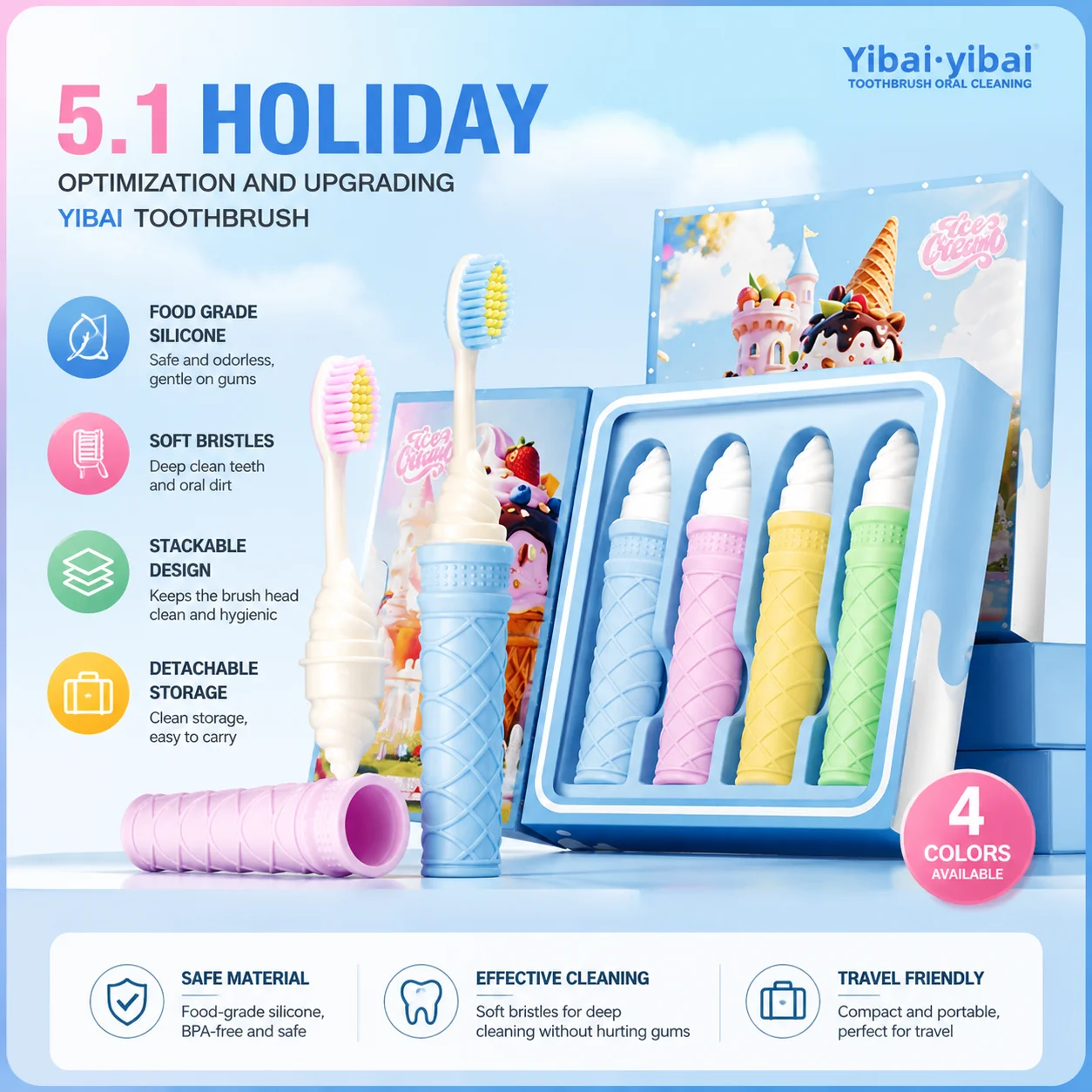 Baby toddler toddler foldable portable sweet tube toothbrush for children aged 3-12 specifically designed for children aged 6-12
Baby toddler toddler foldable portable sweet tube toothbrush for children aged 3-12 specifically designed for children aged 6-12