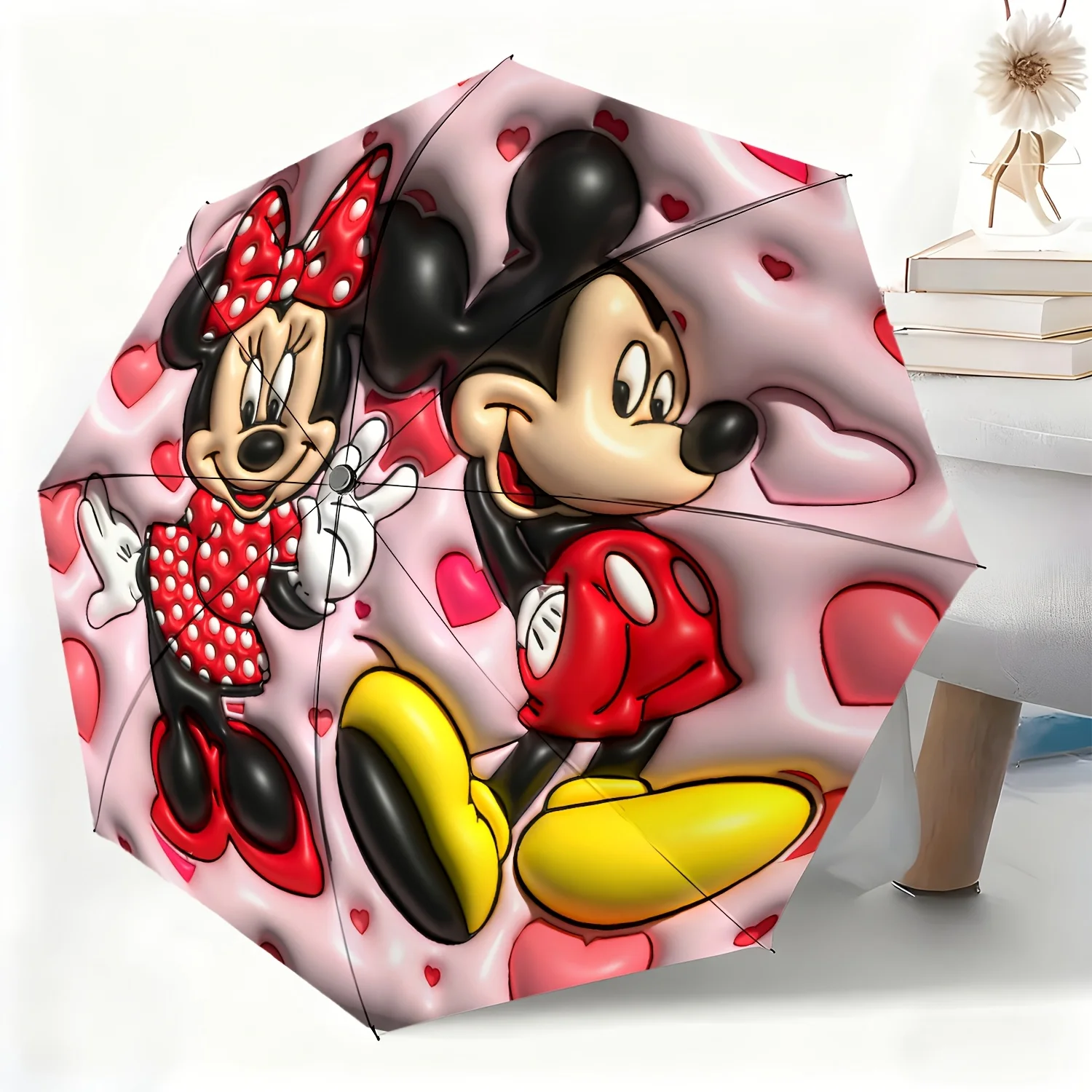 1pc Disney Mickey and Minnie Cartoon Design Automatic Umbrella, All-Weather Folding Umbrella for All Occasions, Portable Compa
1pc Disney Mickey and Minnie Cartoon Design Automatic Umbrella, All-Weather Folding Umbrella for All Occasions, Portable Compa