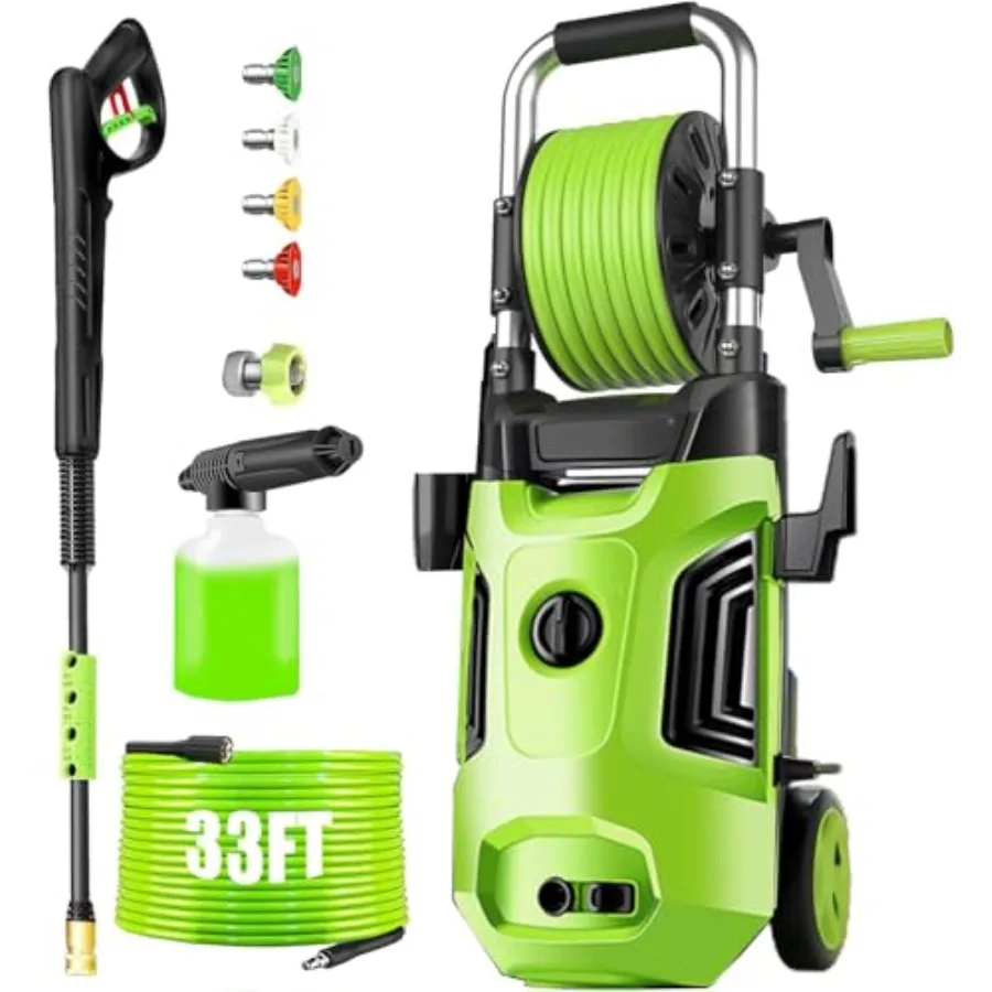 4800PSI Electric Pressure Washer for Home/Cars/Fences/Windows, Potable Water Compatible, 33FT Pipe, 4 Nozzles, Green
4800PSI Electric Pressure Washer for Home/Cars/Fences/Windows, Potable Water Compatible, 33FT Pipe, 4 Nozzles, Green