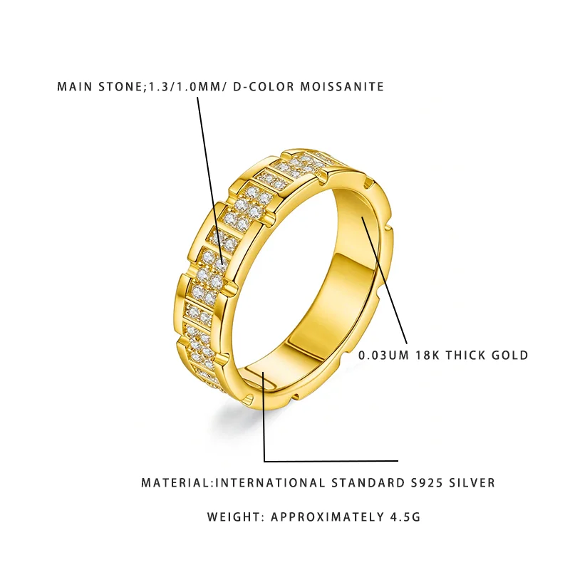 Унисекс-кольцо с муассанитом цвета D, серебро 925 пробы с позолотой 18K, 1.3/1.0 мм, ювелирное изделие с лабораторным бриллиантом
Унисекс-кольцо с муассанитом цвета D, серебро 925 пробы с позолотой 18K, 1.3/1.0 мм, ювелирное изделие с лабораторным бриллиантом