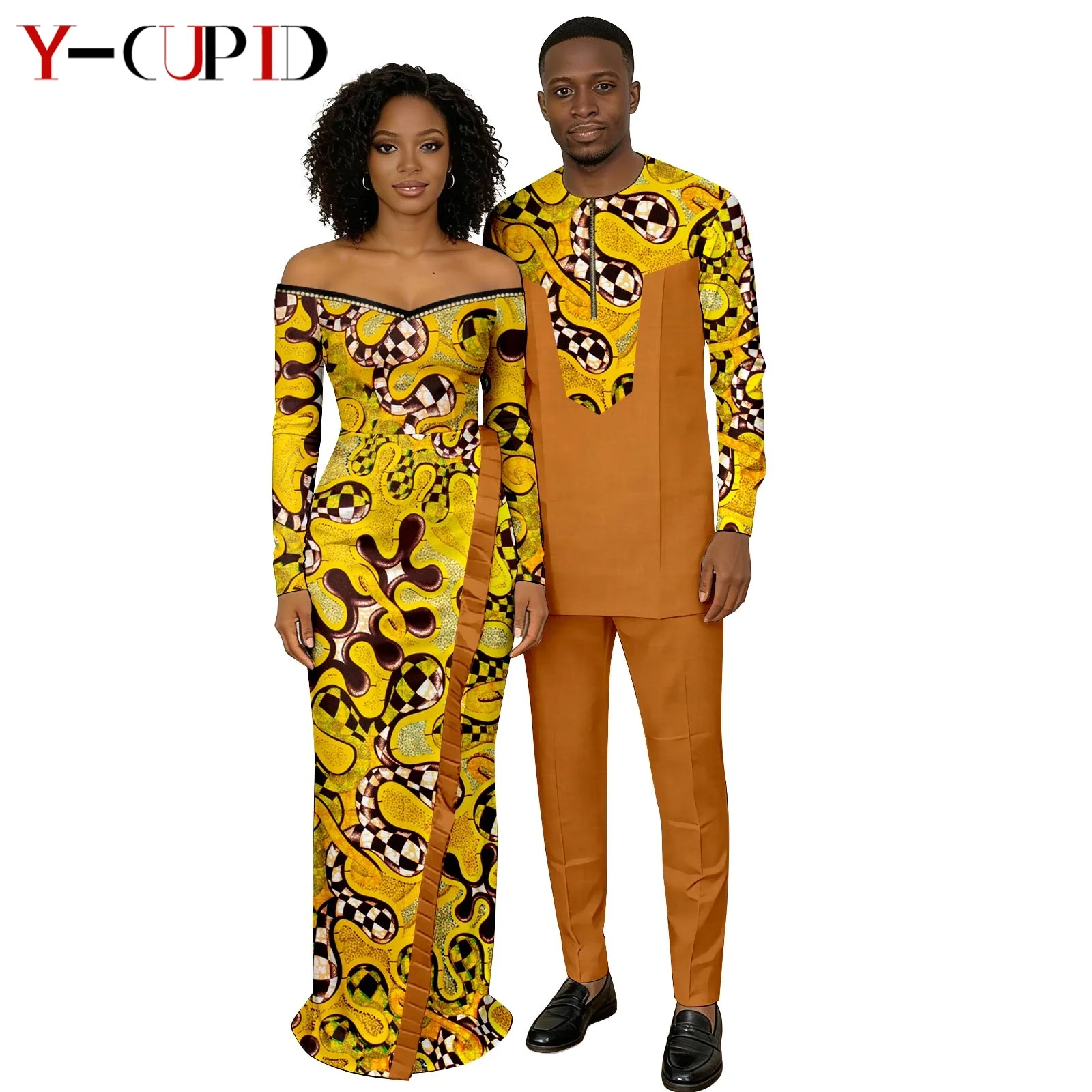 African Print Long Ruffles Draped Dresses for Women Matching Men Outfit Dashiki Top Jackets and Pant Sets Couples Clothes 26C025
African Print Long Ruffles Draped Dresses for Women Matching Men Outfit Dashiki Top Jackets and Pant Sets Couples Clothes 26C025