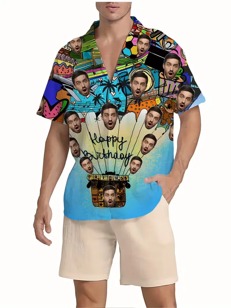 Personalized Birthday Hawaiian Shirt Custom Face Hot Air Balloon Print Men's Short Sleeve Aloha Shirt For Unique Birthday Gifts
Personalized Birthday Hawaiian Shirt Custom Face Hot Air Balloon Print Men's Short Sleeve Aloha Shirt For Unique Birthday Gifts