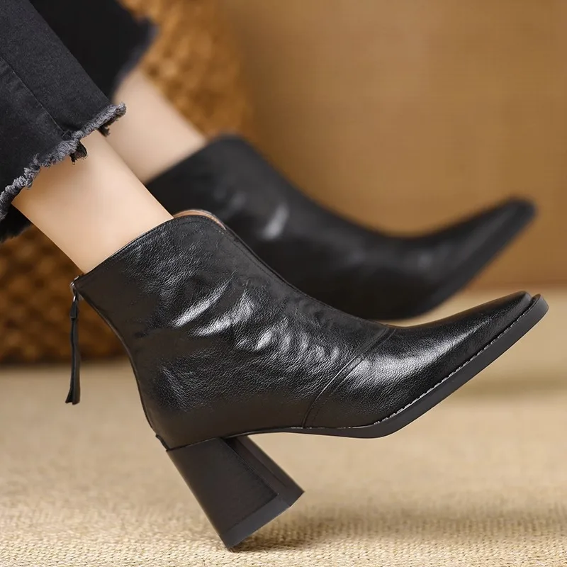 Women's Square Toe Ankle Boots with Chunky Heel Fashion Spring and Autumn Footwear for Casual and Office Wear zapatos de mujer
Women's Square Toe Ankle Boots with Chunky Heel Fashion Spring and Autumn Footwear for Casual and Office Wear zapatos de mujer