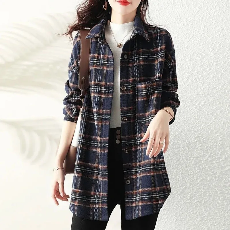 Casual Fashion Women Plaid Printed Long Sleeve Blouse Spring Autumn Korean Vintage Turn-down Collar Pockets Spliced Button Shirt
Casual Fashion Women Plaid Printed Long Sleeve Blouse Spring Autumn Korean Vintage Turn-down Collar Pockets Spliced Button Shirt