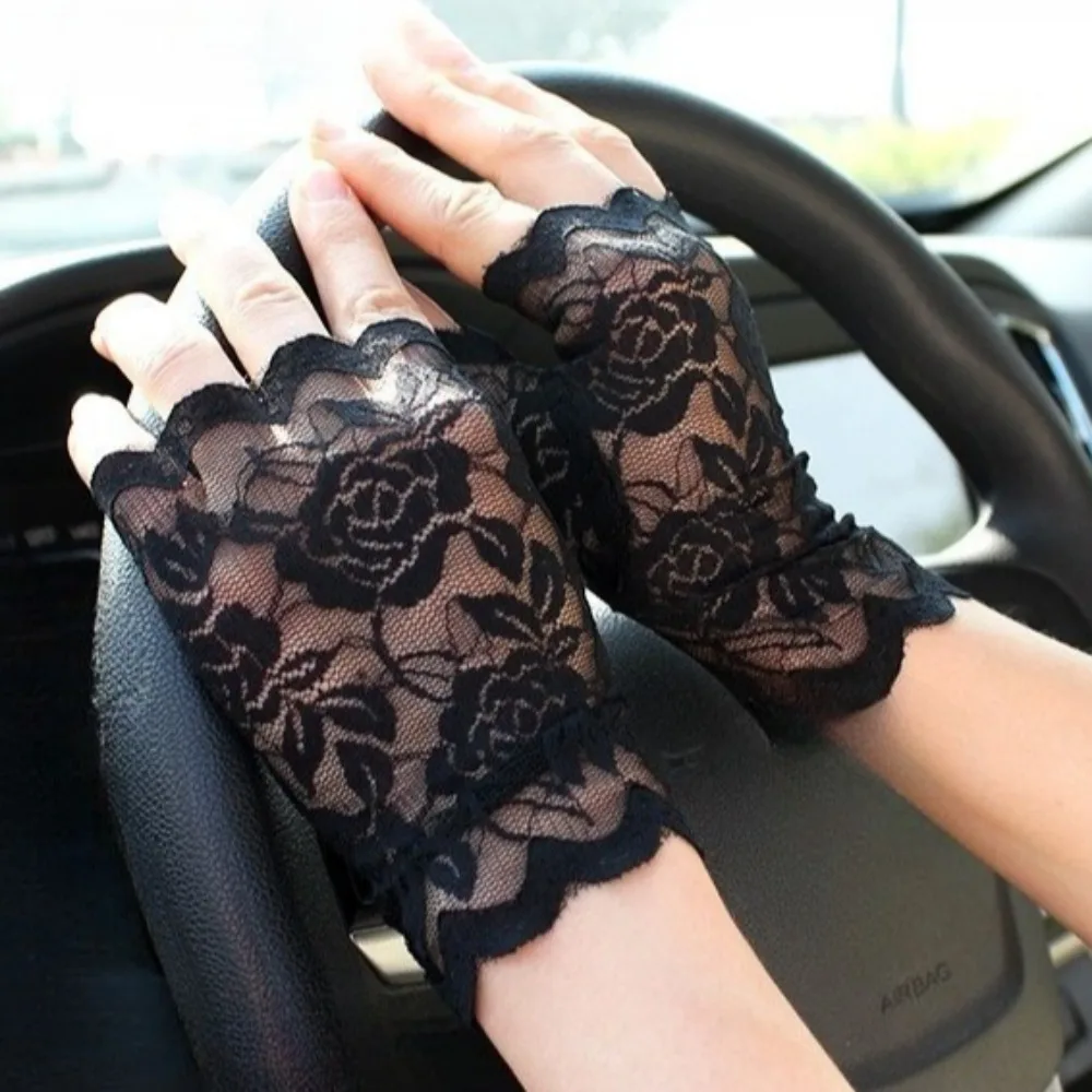 Women Lace Fingerless Bridal Gloves, Elegant Dressy Wedding Party Sunscreen Gloves, Black White Pink Girls Mittens
Women Lace Fingerless Bridal Gloves, Elegant Dressy Wedding Party Sunscreen Gloves, Black White Pink Girls Mittens