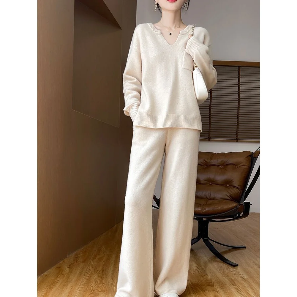 Женский свитер с воротником, широкие брюки для взрослых, новый стиль, свободные повседневные брюки из двух предметов, осенне-зимний комплект свитера
Женский свитер с воротником, широкие брюки для взрослых, новый стиль, свободные повседневные брюки из двух предметов, осенне-зимний комплект свитера
