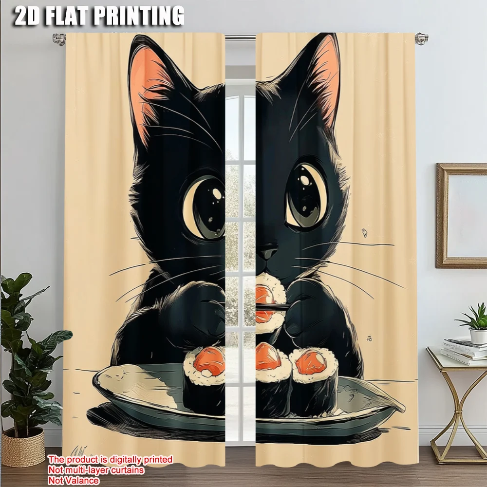 2pcs, Popular Curtain Panels 2D print Charming Black Cat & Sushi Polyester Easy Install (without rod) Home Decor Ldeal for
2pcs, Popular Curtain Panels 2D print Charming Black Cat & Sushi Polyester Easy Install (without rod) Home Decor Ldeal for