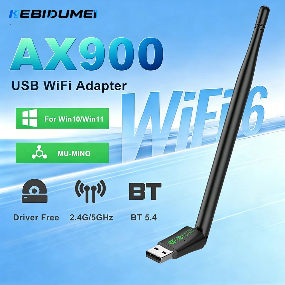 Kebidumei AX900 USB WiFi6 Bluetooth 5.4 Adapter 2in1 USB Dongle Dual Band 2.4G&5G WiFi Network Antenna Driver Free for Win 10 11
Kebidumei AX900 USB WiFi6 Bluetooth 5.4 Adapter 2in1 USB Dongle Dual Band 2.4G&5G WiFi Network Antenna Driver Free for Win 10 11